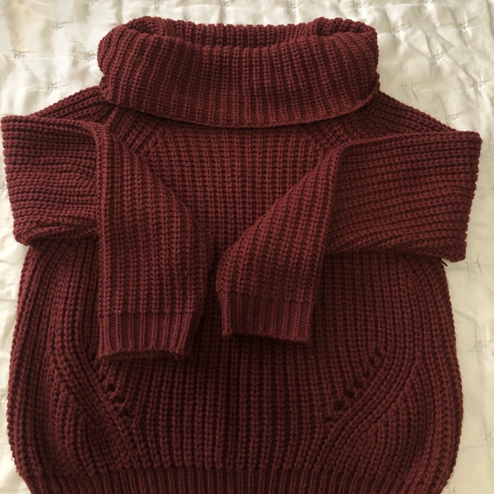 Cropped Red Turtleneck Sweater